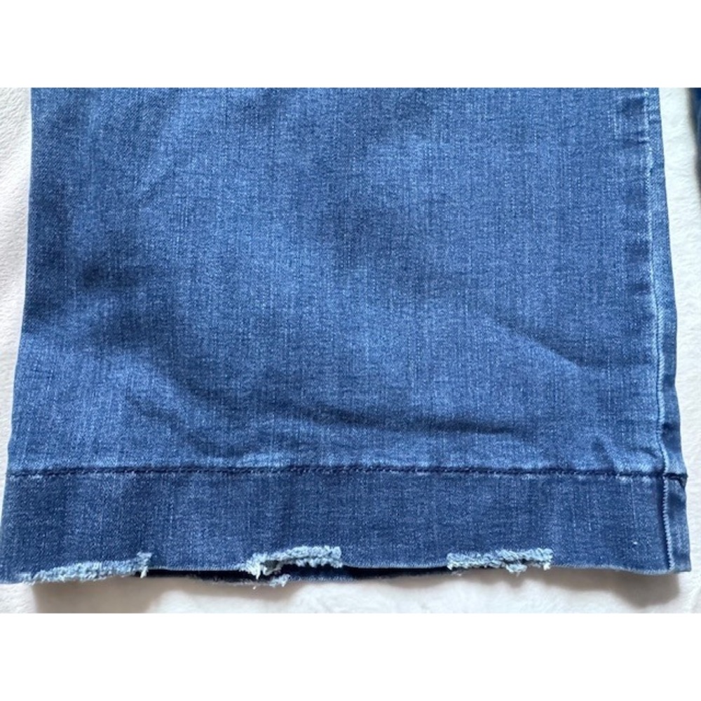 Democracy Ab Solution Wide Leg Jeans Medium Wash Raw Hem Blue Denim Womens 12 - Picture 3 of 6